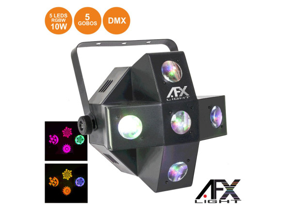 Afx Light   Projector Luz c// 5 LEDS 10W RGBW + 5 GOBOS DMX MIC COMET-GOBO